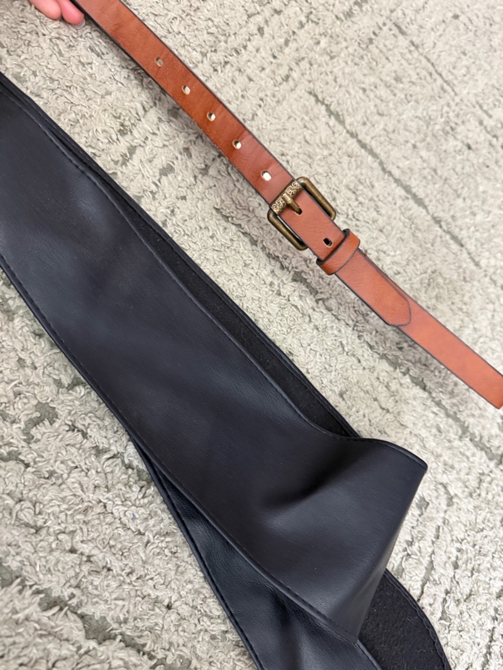 Black Leather Crossbody Sling Strap for women.
 2 for 1